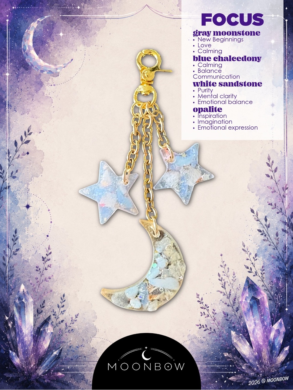 Moonbow Bag Charm/Keychain - FOCUS